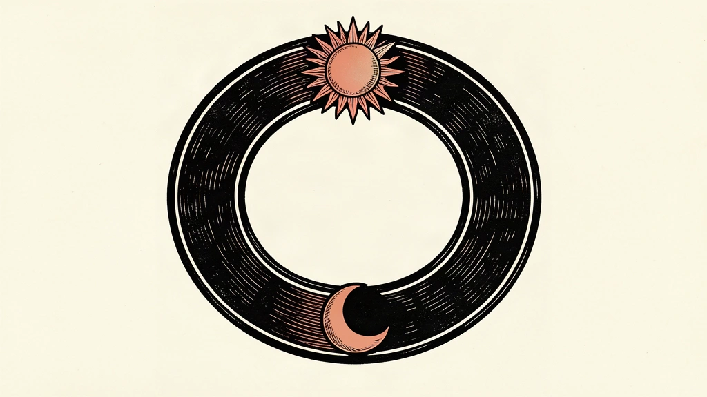 An editorial illustration of a trading tile moving along a continuous circular track that joins day and night symbols, representing round-the-clock market access.