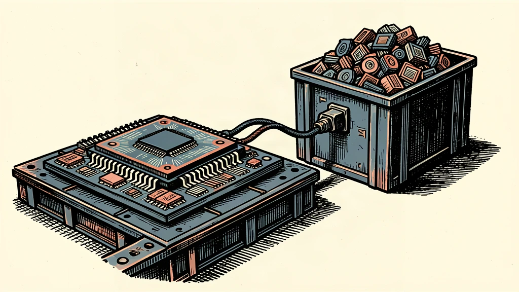 An editorial illustration showing a large CPU chip being supplied by a full container of components, representing confidence in meeting high demand.
