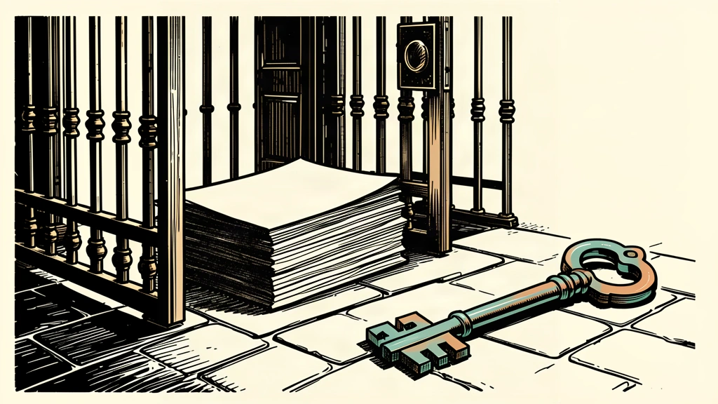 A conceptual illustration of corporate debt issuance showing a stack of notes inside a heavy iron gate with a key nearby, representing the optional redemption feature.