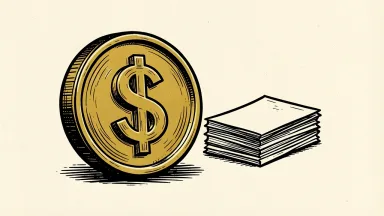 Goldman Sachs compensation expenses depicted by a golden coin and a rising stack of paper.