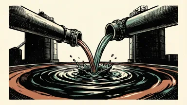 Geopark in talks with PDVSA for diluent supplies: a thin stream of liquid diluent pours into a thick pool of heavy crude oil, blending the two substances.
