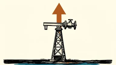 EOG Resources price target raised by UBS: an oil derrick and an industrial valve are lifted by a large upward-pointing arrow.