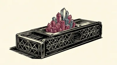 Nvidia DGX Spark hardware expansion: a technical server chassis with a dense cluster of glowing internal modules rising from an open panel.