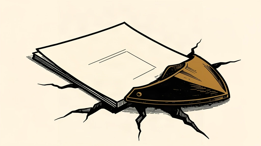An editorial illustration showing a tax form being protected from a spreading crack in the floor by a sturdy shield.