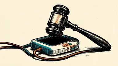 Beta Bionics faces a securities class action over its iLet insulin device: a legal gavel rests on top of a small medical pump.
