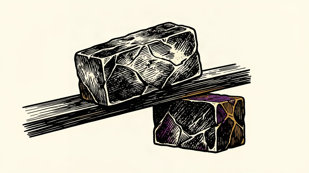 An editorial illustration showing two heavy stone blocks on a balance beam, where the block for long-term expectations is positioned higher and exerting more pressure than the short-term one.