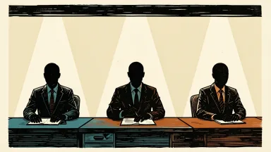 Citigroup monitoring of bank agents: a row of office worker silhouettes each illuminated by a sharp overhead spotlight.
