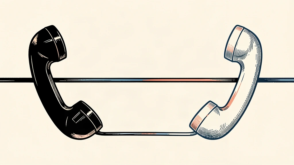 Two telephone handsets connected by a single straight line representing a diplomatic call.