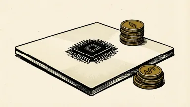 TSMC beats Q3 estimates; a silicon wafer with a central microchip and a stack of gold coins beside it.