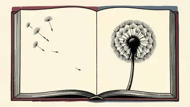 Johnson & Johnson plaque psoriasis data show a dandelion puff with drifting seeds on an open book page.