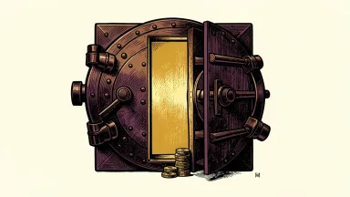 PNC Q3 earnings: a bank vault door ajar with gold coins on the threshold.