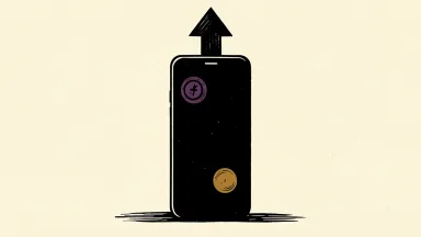 T-Mobile US smartphone with an upward arrow above it, representing an analyst upgrade.