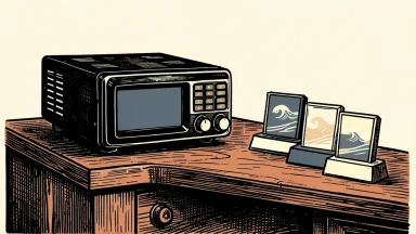 Garmin's award-winning marine VHF radio on a console with nautical award plaques nearby.
