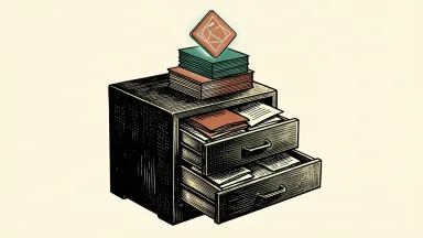 Iron Mountain recognized for AI document processing: a digital tile lifts from a filing cabinet, turning messy papers into structured data blocks.