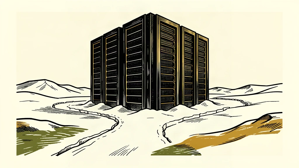 A large server rack integrated into a snowy Finnish landscape, representing a massive data center investment.