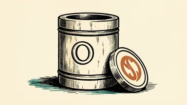 Oracle board member's first stock purchase shown as a coin leaning against a database cylinder.