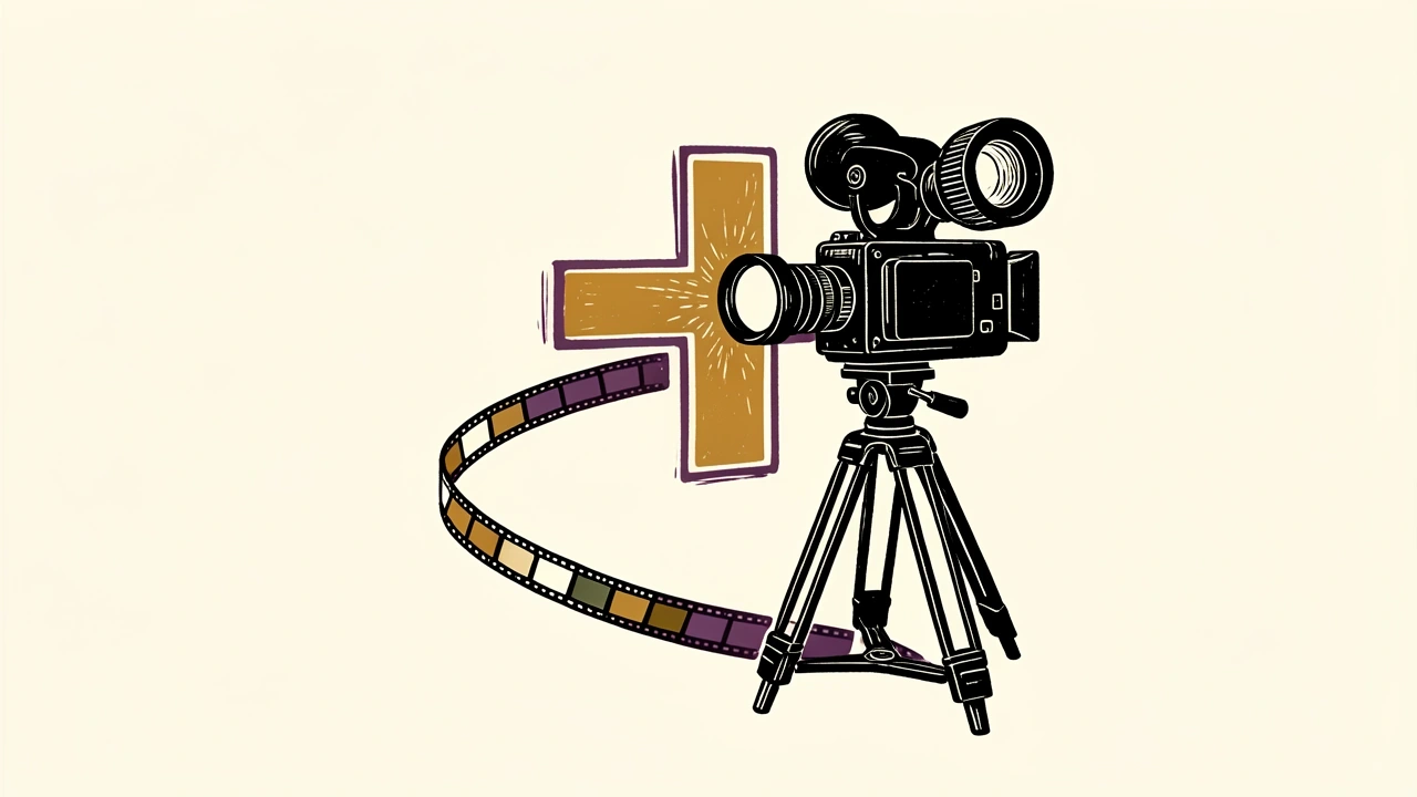 CVS Health partners with The Midlife Collective: a professional film camera and a medical cross symbol linked by a curving film strip.