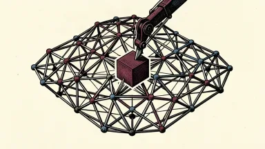 A conceptual illustration of a complex geometric lattice being expanded by a new, solid block being fitted into place.