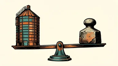 Atlas Energy Solutions upgraded to equal-weight by Barclays: an industrial sand silo and a stone weight perfectly balanced on a large scale.