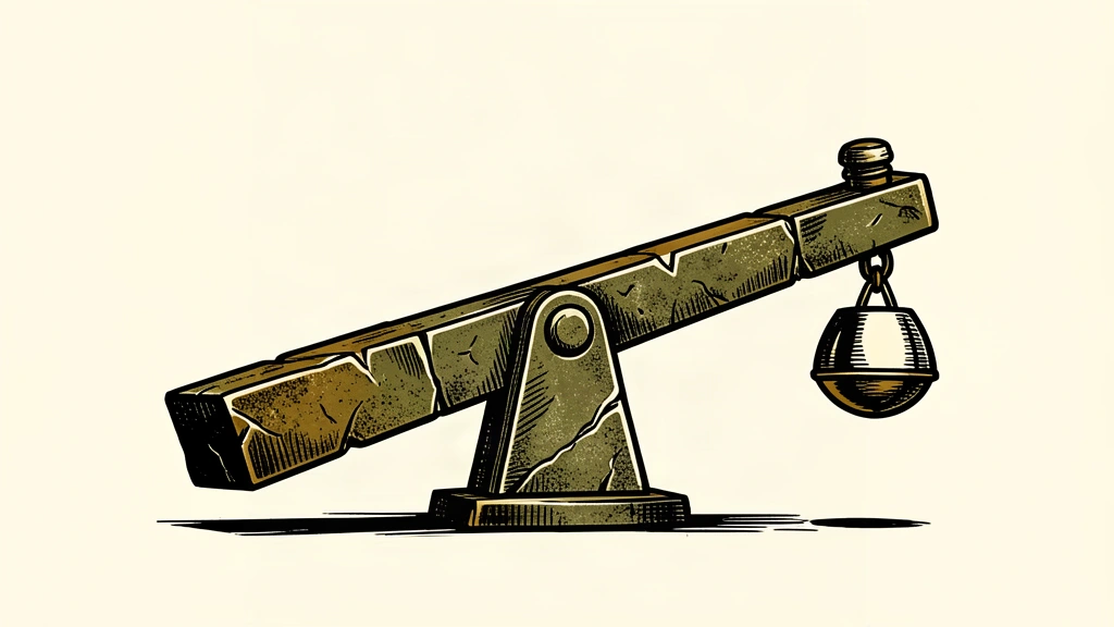 A conceptual illustration of a stone lever being balanced by a new weight to counter a heavy block of inflation.