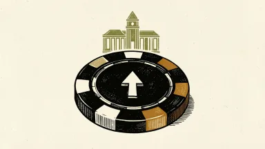 Melco Resorts & Entertainment is represented by a casino chip with an upward arrow and a building silhouette.