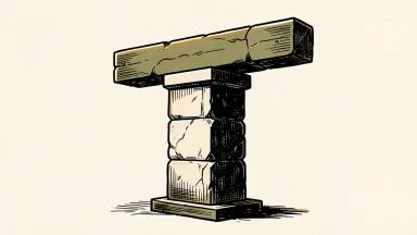 First Bancorp NC rating downgrade: a solid stone pillar supports a slightly tilted horizontal beam, representing a shift from Strong Buy to Outperform.