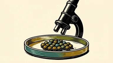 Neogen fiscal Q1 earnings: a laboratory microscope focuses on a petri dish containing a cluster of small spheres.