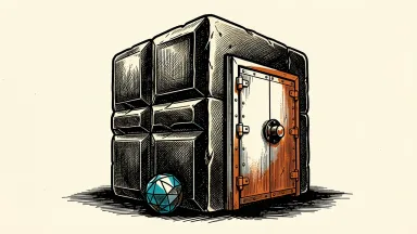 Microsoft nears a $4 trillion market cap as AI safety fears drive demand: a massive stone monolith with a four-pane motif stands as a solid, secure vault.