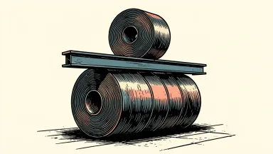 Worthington Steel earnings beat: a large industrial steel coil supporting a smaller coil on a raised beam.