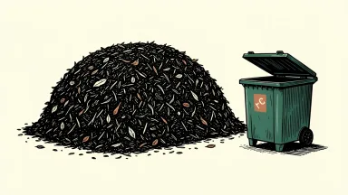 Republic Services expands a compost facility, featuring a compost windrow and a green waste bin.