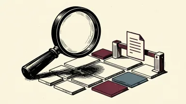 Apple's search for a file identified by OpenAI: a magnifying glass inspects empty digital tiles, finding no files.
