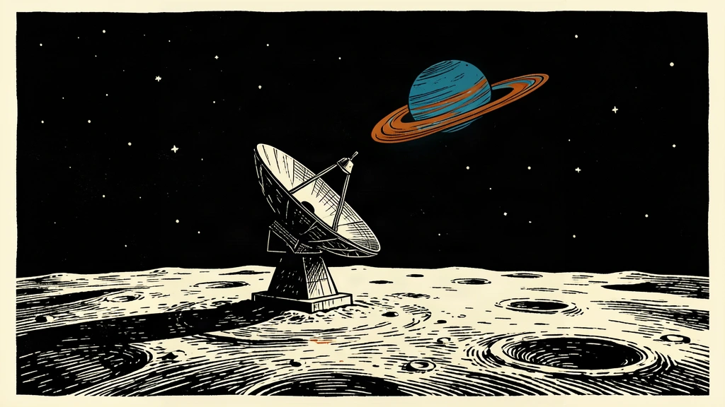An editorial illustration of a satellite dish on the moon's surface looking toward a distant planet, representing Djibouti joining the Artemis Accords.