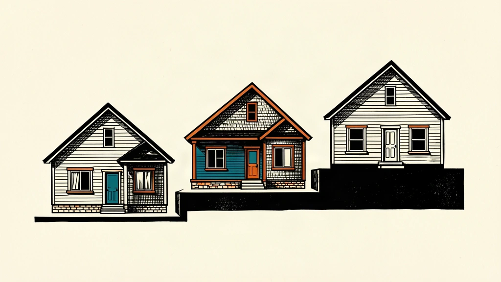 An editorial illustration showing three houses on progressively higher black foundations to represent rising price forecasts.