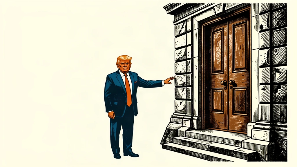 An editorial illustration showing Donald Trump attempting to push a massive, immovable stone building representing the Federal Reserve. Identity photo references adapted into illustration: Daniel Torok (Public domain; https://commons.wikimedia.org/wiki/File:Official_Presidential_Portrait_of_President_Donald_J._Trump_(2025).jpg); source https://commons.wikimedia.org/wiki/File:Official_Presidential_Portrait_of_President_Donald_J._Trump_(2025).jpg