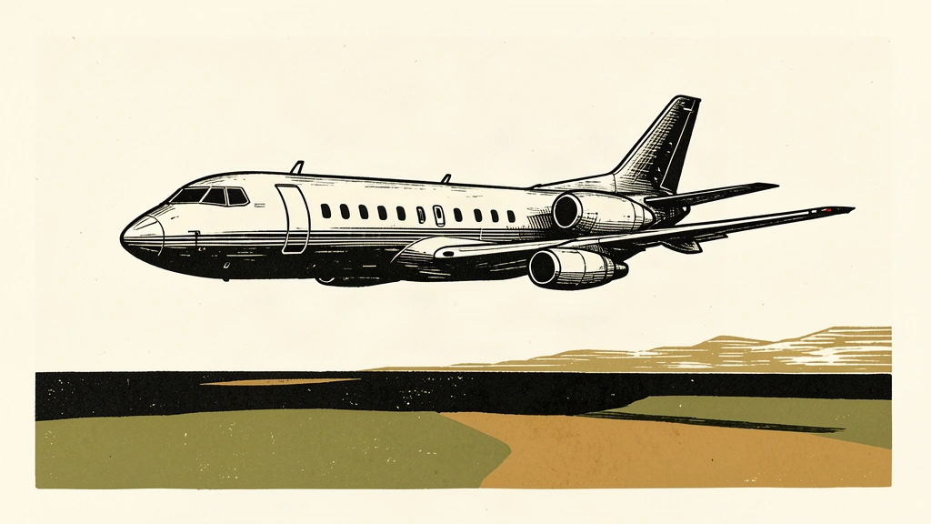 An editorial illustration of a government jet crossing a sharp territorial line in a clear sky.