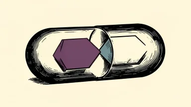 Nurix Therapeutics begins a combination study for CLL: two interlocking geometric components are joined inside a large medical capsule.