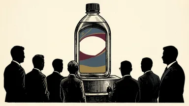 Unilever investors focus on the upcoming Capital Markets Day: a group of silhouettes gather before a large consumer goods container on a podium.