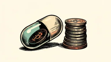 NexGel shares resume trading after a reverse stock split, shown as a large gel capsule containing one coin beside a stack of twenty coins.
