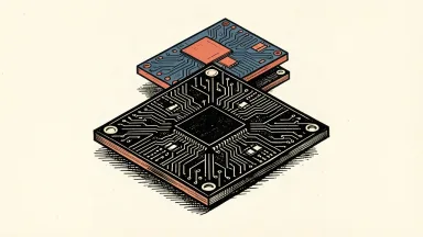 A large AI chip towers over two smaller chips to represent a three-fold performance increase.