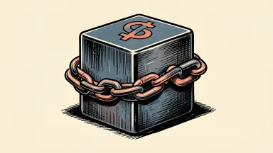 Broadridge's distributed ledger repo platform is shown as a metallic block wrapped in a glowing digital chain.