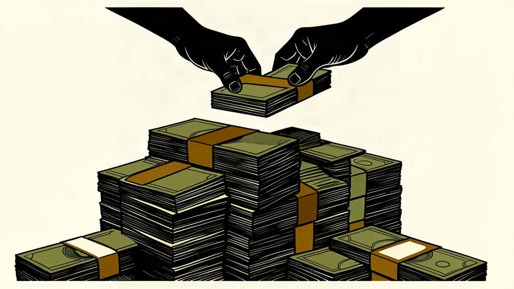 A large stack of treasury bonds with a small portion being lifted off the top by silhouetted hands.