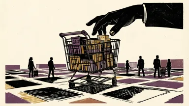 Brixmor Property acquiring grocery-anchored centers: a grocery cart filled with miniature storefronts is placed onto an existing grid of shopping centers.