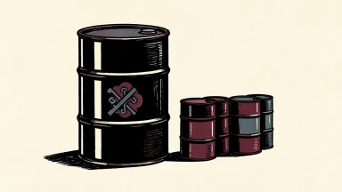 Oil prices rise on supply concerns, depicted by a large oil barrel and a group of smaller barrels.