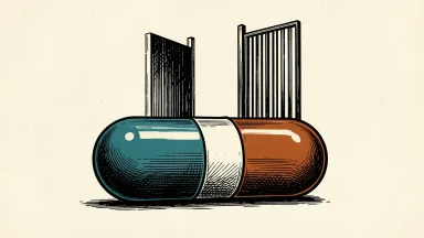 Lipocine receives Health Canada approval for TLANDO: a large pharmaceutical capsule sits before a rising gate that opens a new path.
