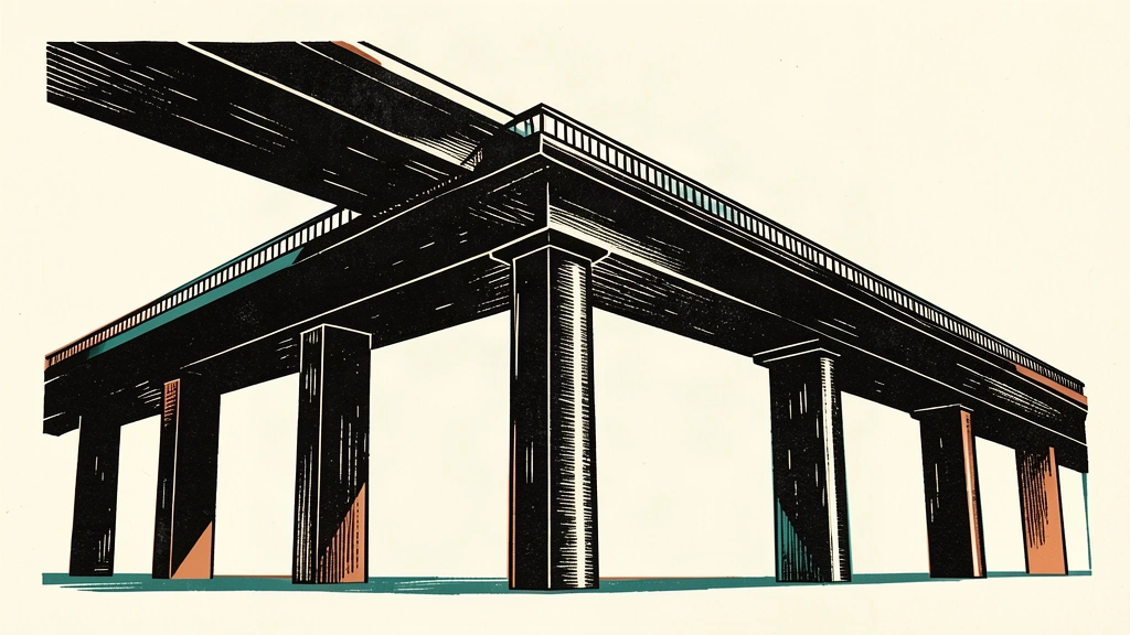An editorial illustration showing a central pillar lifting a bridge span higher than other supports, symbolizing a new fiscal spending target.