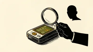 MiniMed coverage initiated with a Hold rating: a medical insulin pump is examined through a magnifying glass.