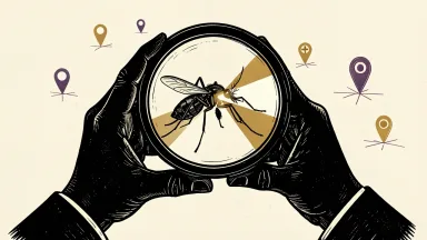 Co-Diagnostics Vector Smart momentum: a stylized mosquito viewed through a diagnostic lens with surveillance markers in the background.
