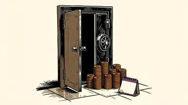 Bank of America preferred stock dividends depicted by a vault door ajar with coin rolls and a calendar page.