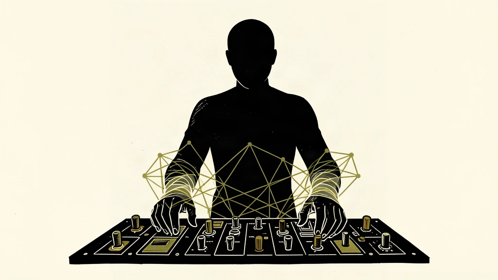 An editorial illustration showing a human silhouette whose movements are restricted by a complex web of digital nodes, symbolizing the erosion of agency by AI.