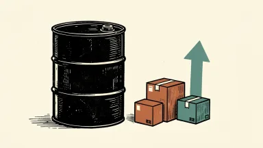 BoJ Governor Ueda's inflation warning is depicted by an oil barrel with supply-chain boxes and an upward arrow.
